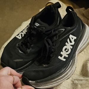 Hoka Black and White Athletic Shoes 7 Wide